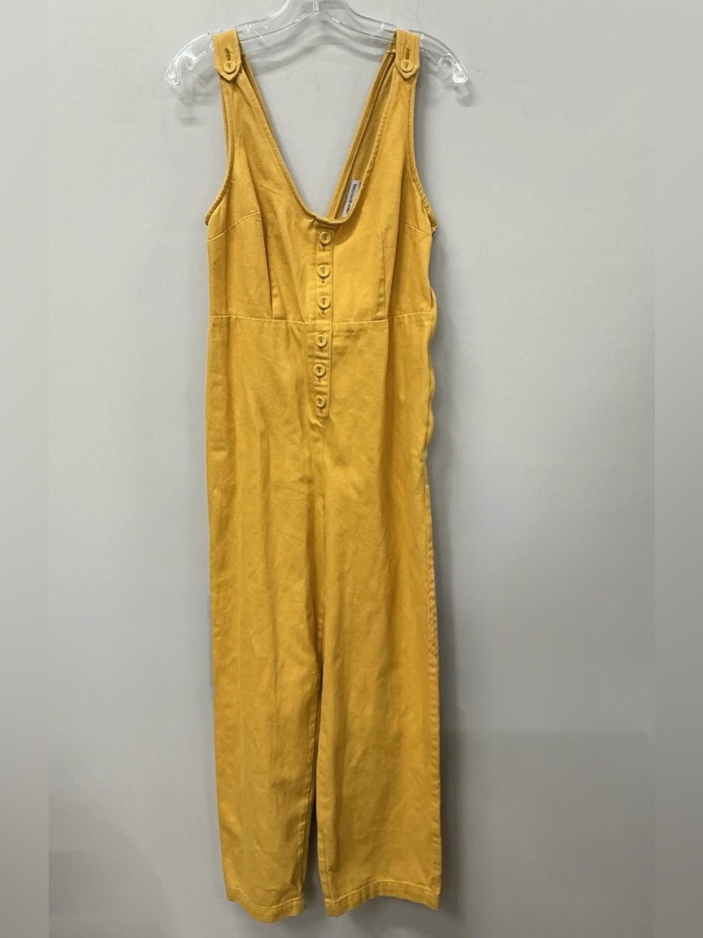 Urban Outfitters Mustard Yellow Button-Front Wide-Leg Jumpsuit